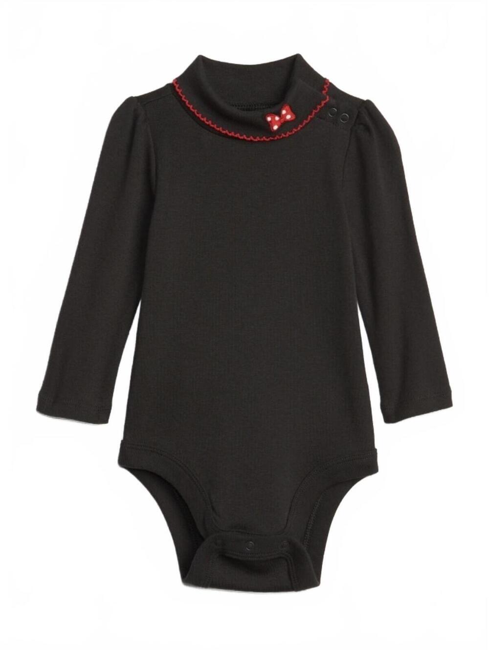 GAP X DISNEY | Disney Minnie Mouse One Piece Black Red Ric Rac Trim Polka Dots